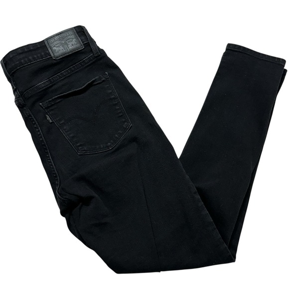 Levi's Denim - Levis 721 High Rise‎ Skinny Jeans Womens Black Stretch Denim